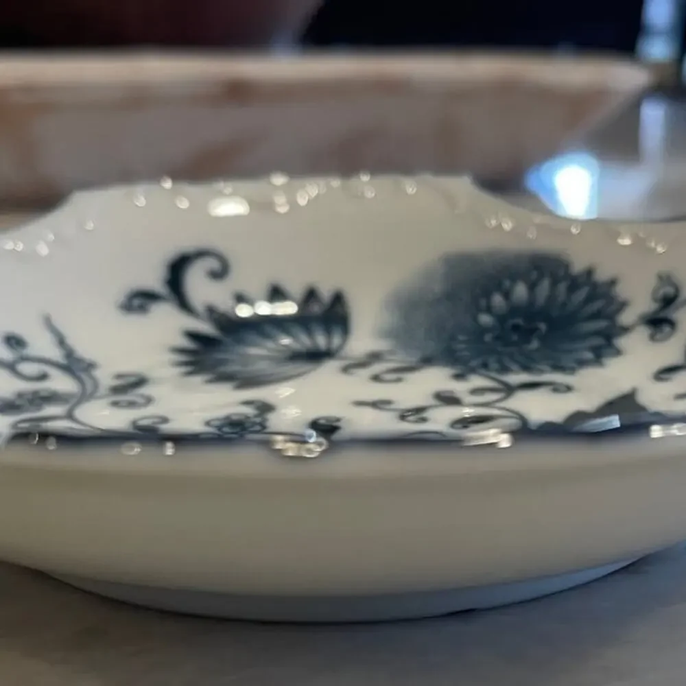 Vintage Blue Onion porcelain serving dish Japan